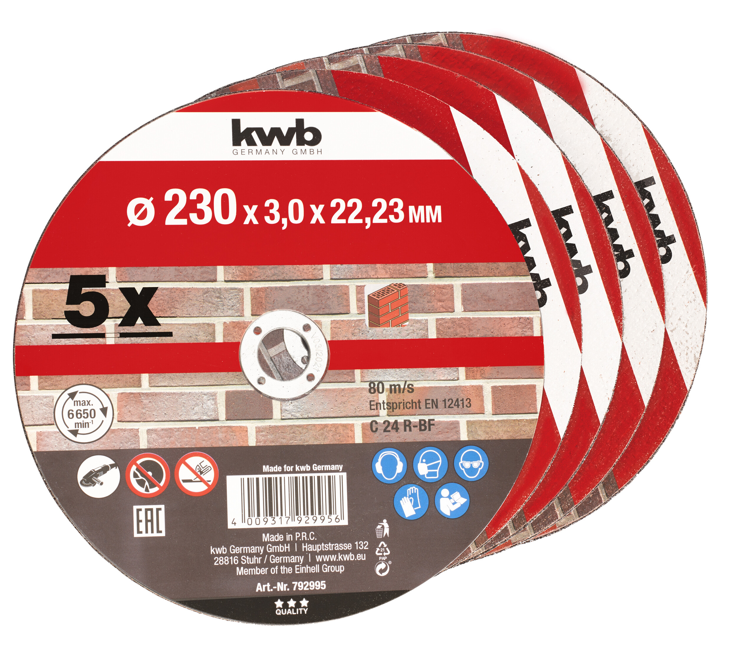 Trennscheiben Steinl Ø230 mm (5 Stück) KWB BURMEISTER Trennscheiben Steinl Ø230 mm (5 Stück) kwb Promo
